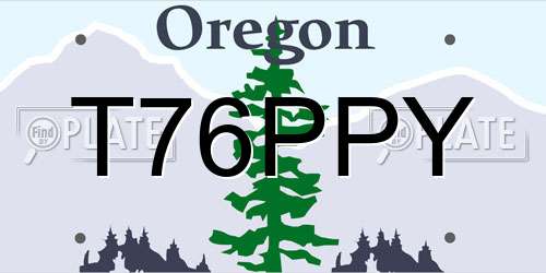 T76PPY Oregon License Plate