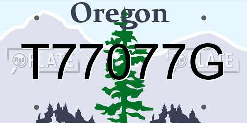 T77077G Oregon License Plate