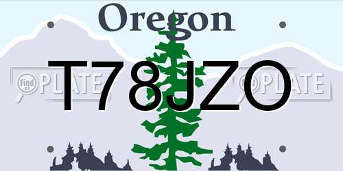 T78JZO Oregon License Plate