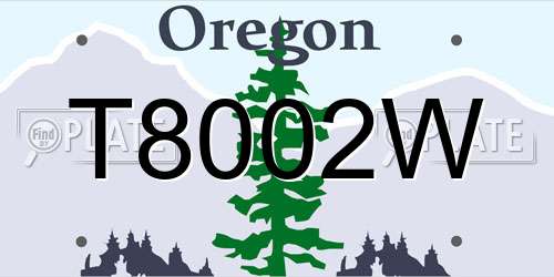 T8002W Oregon License Plate