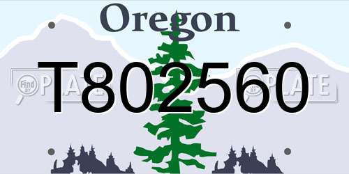 T802560 Oregon License Plate