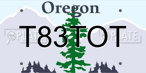 T83TOT Oregon License Plate