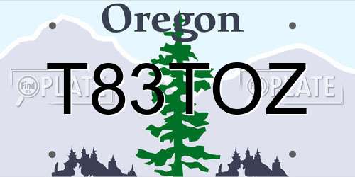T83TOZ Oregon License Plate
