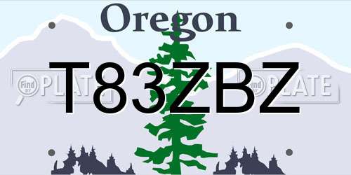 T83ZBZ Oregon License Plate