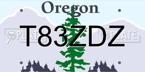 T83ZDZ Oregon License Plate