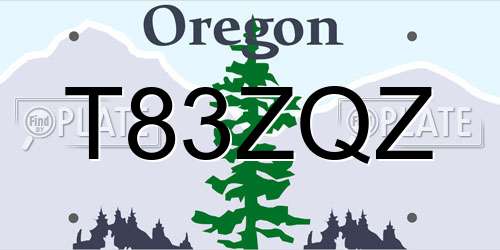 T83ZQZ Oregon License Plate