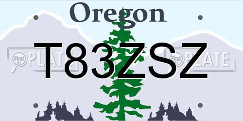 T83ZSZ Oregon License Plate