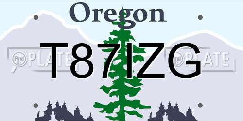 T87IZG Oregon License Plate