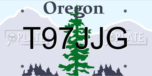 T97JJG Oregon License Plate