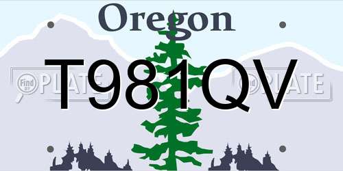 T981QV Oregon License Plate