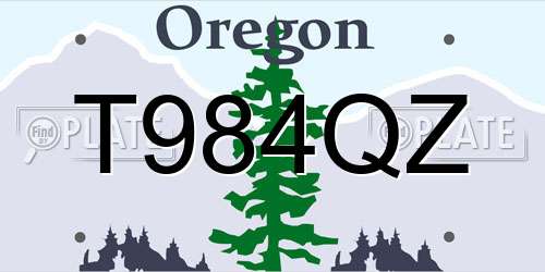T984QZ Oregon License Plate