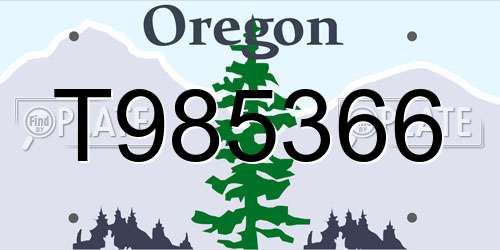 T985366 Oregon License Plate