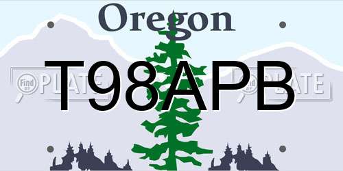 T98APB Oregon License Plate