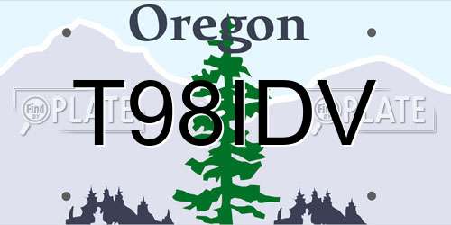 T98IDV Oregon License Plate