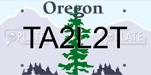 TA2L2T Oregon License Plate