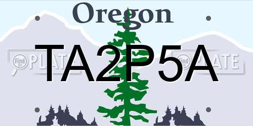 TA2P5A Oregon License Plate