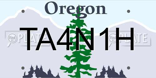 TA4N1H Oregon License Plate