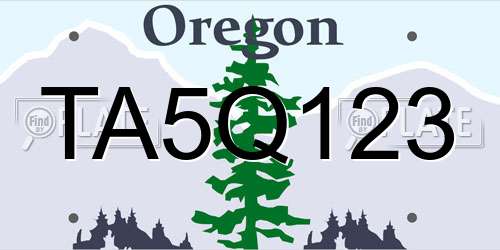TA5Q123 Oregon License Plate