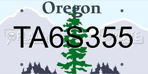TA6S355 Oregon License Plate