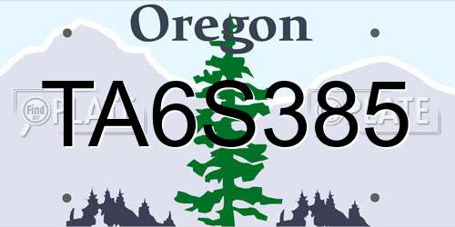 TA6S385 Oregon License Plate