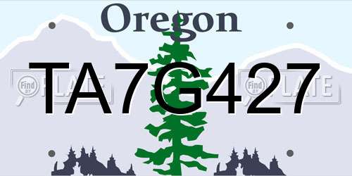TA7G427 Oregon License Plate