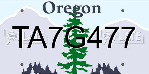 TA7G477 Oregon License Plate