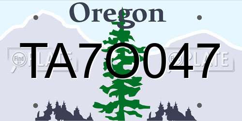 TA7O047 Oregon License Plate