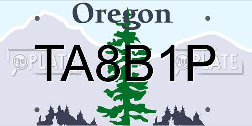 TA8B1P Oregon License Plate
