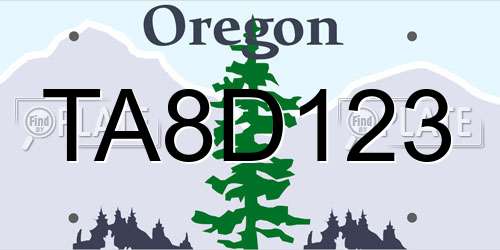 TA8D123 Oregon License Plate