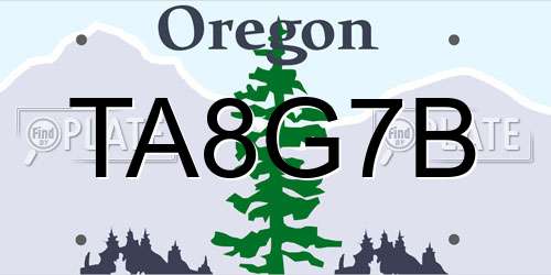 TA8G7B Oregon License Plate