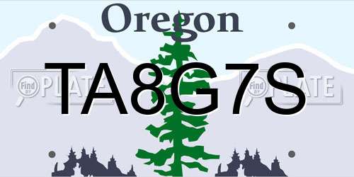 TA8G7S Oregon License Plate