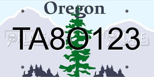 TA8O123 Oregon License Plate