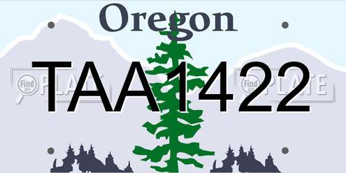 TAA1422 Oregon License Plate