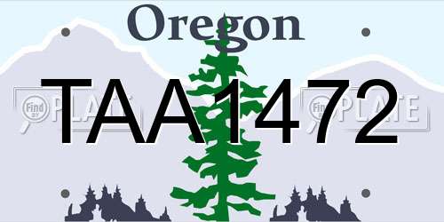 TAA1472 Oregon License Plate