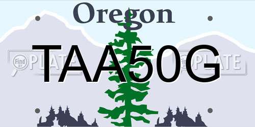 TAA50G Oregon License Plate