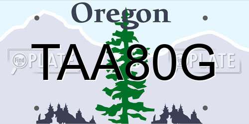 TAA80G Oregon License Plate