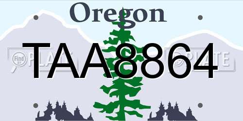 TAA8864 Oregon License Plate