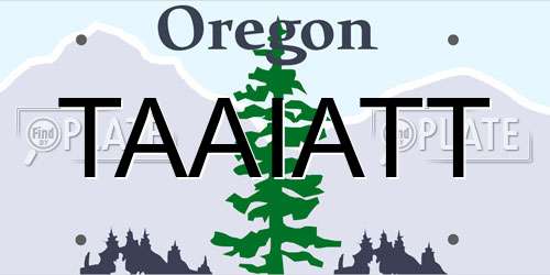TAAIATT Oregon License Plate