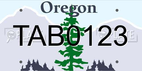 TAB0123 Oregon License Plate