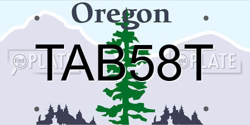 TAB58T Oregon License Plate