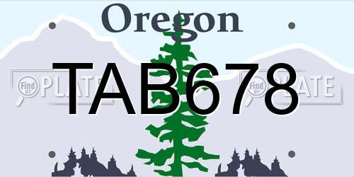 TAB678 Oregon License Plate