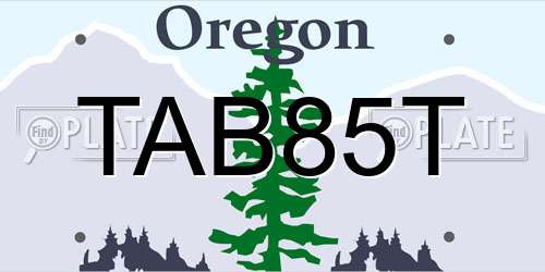 TAB85T Oregon License Plate
