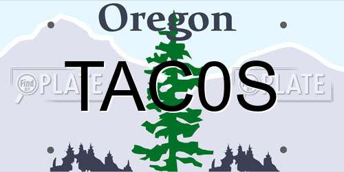 TAC0S Oregon License Plate
