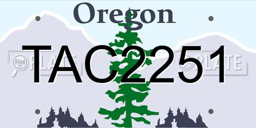 TAC2251 Oregon License Plate