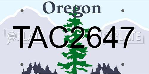 TAC2647 Oregon License Plate