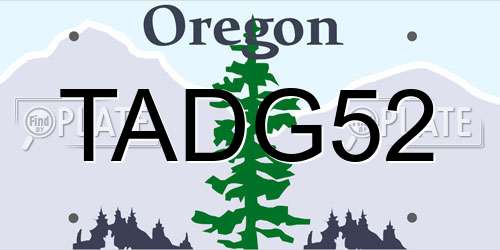 TADG52 Oregon License Plate