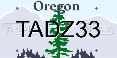 TADZ33 Oregon License Plate