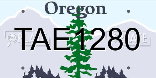 TAE1280 Oregon License Plate