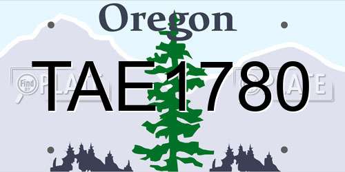 TAE1780 Oregon License Plate