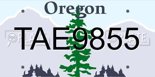 TAE9855 Oregon License Plate